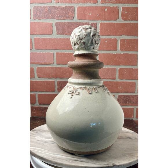 Uttermost Cream Ceramic Crackle Glaze Decorative Bottle Urn Finial Stopper 14" - Picture 6 of 9